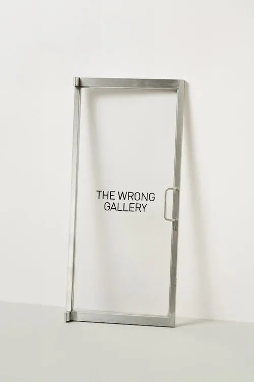 Minimalist glass frame mockup with centered text, minimal, swiss, light