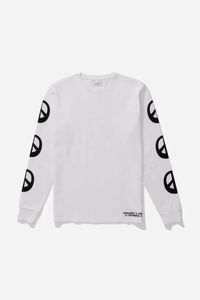 Oversized graphic motif cotton tee, minimal, graphic, monochrome
