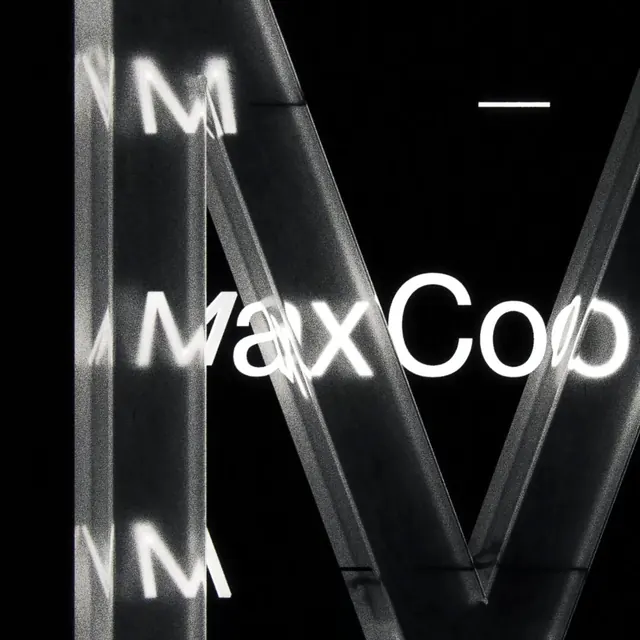 Spatial 3D typography motion graphics, technical, geometric, monochrome