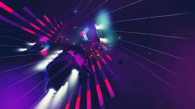 Abstract Motion Graphic with Light Streaks, abstract, gradient-heavy, dark
