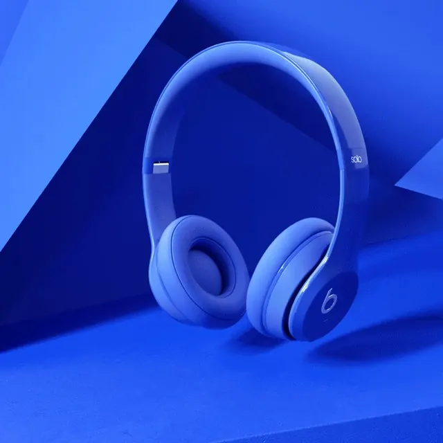 Blue Over-Ear Headphones Mockup, minimal, geometric, cool