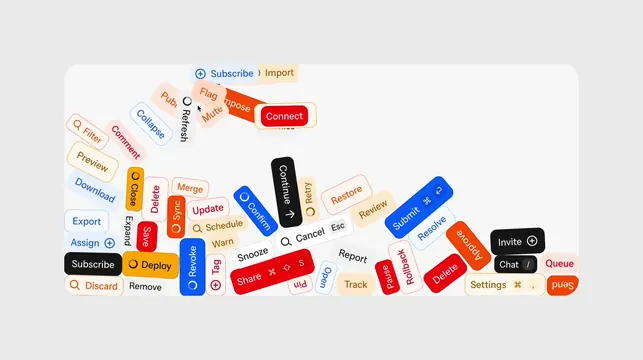 Button Pile, minimal, playful, vibrant