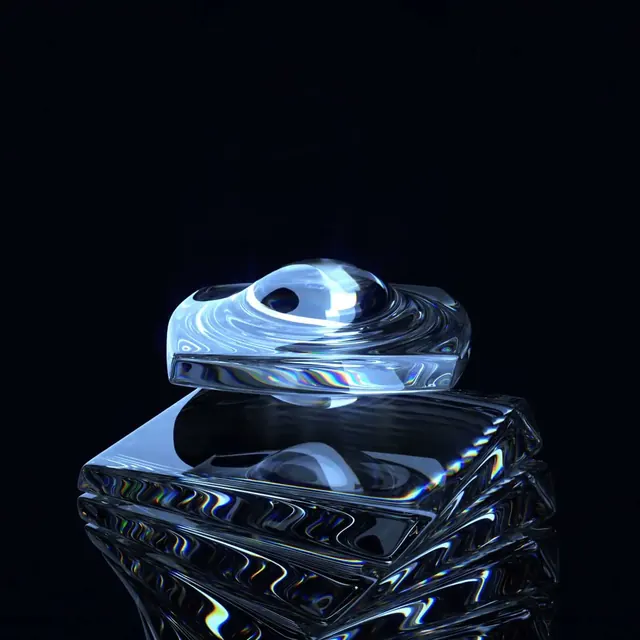 Abstract Glass Layers 3D Render, glassmorphism, minimal, dark