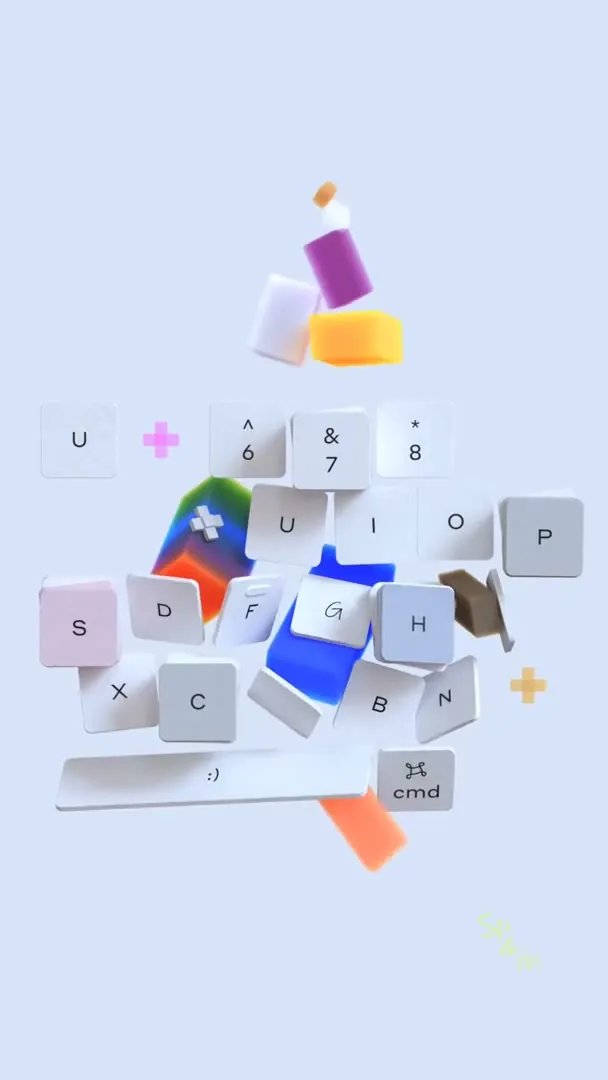 Abstract Geometric Typography Collage, neo-brutalist, playful, vibrant