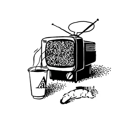 Retro TV and Fish Illustration, minimal, monochrome, monochrome