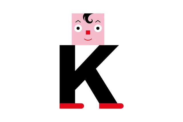 K Character Logo, minimal, geometric, high-contrast
