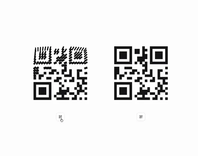 QR Code Reveal Animation, geometric, minimal, monochrome