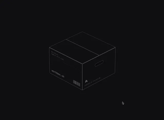 Workbox.sh Box Illustration, geometric, minimal, dark