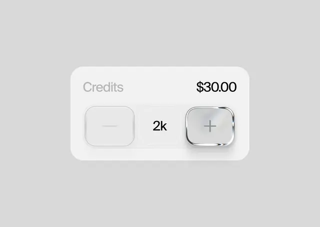 Credits Stepper Microinteraction, minimal, monochrome