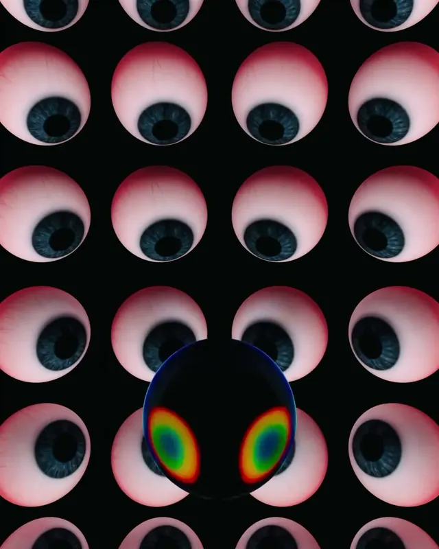 Eyeballs, abstract, 3d-render, dark