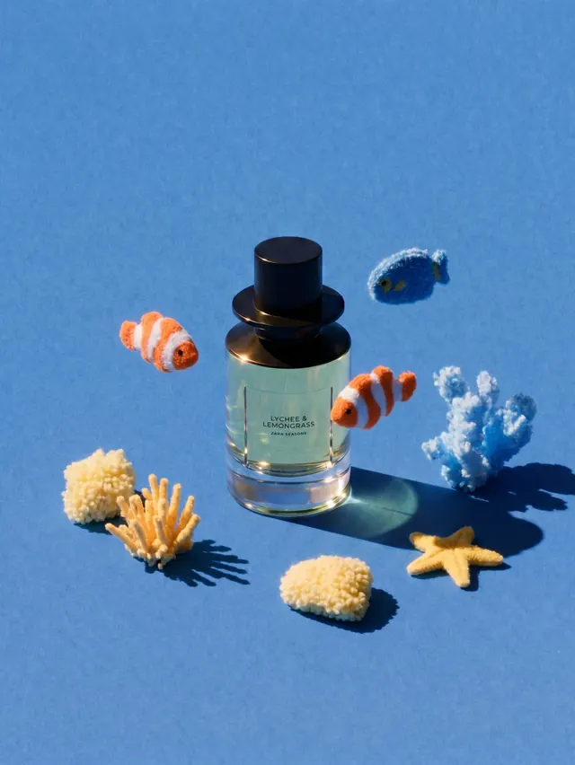 Product animation with marine elements (slide 2), 3d-render, playful, vibrant