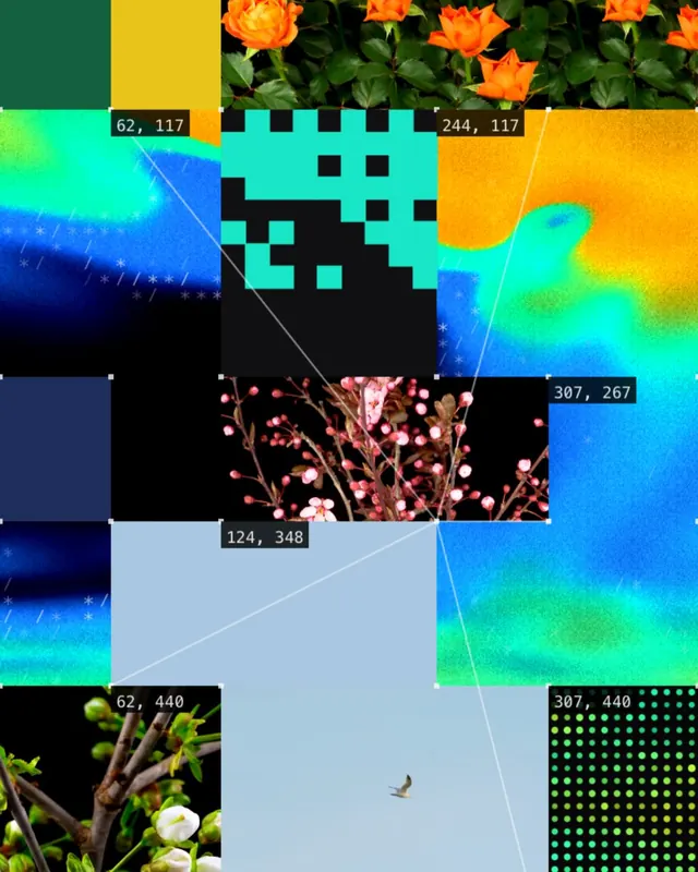 Interactive collage with camera-tracking gesture interface (slide 3)