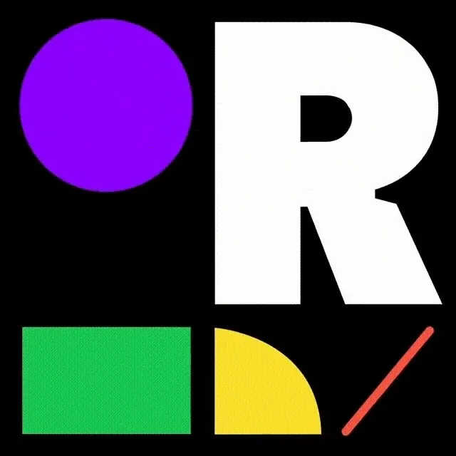 Colorful geometric R composition, minimal, geometric, dark