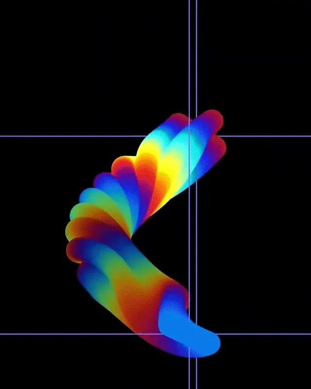 Abstract Gradient Ribbon, 3d-render, gradient-heavy, vibrant