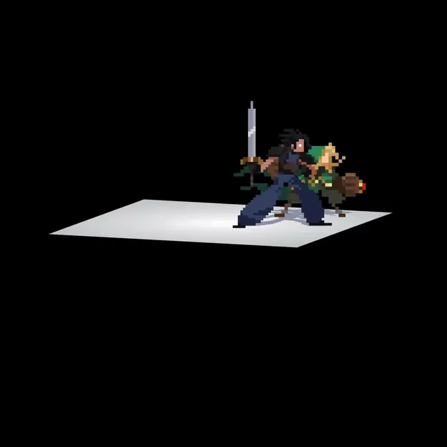 Pixel Art 2.5D Motion Experiment, retro, dark
