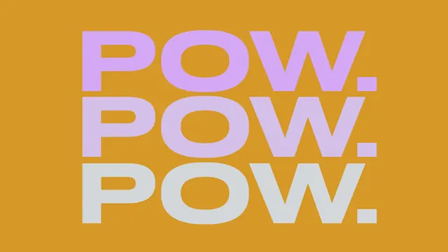 POW - Générique Typographic Motion Study, gradient-heavy, editorial, warm