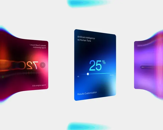 Gradient AI Cards, glassmorphism, vibrant
