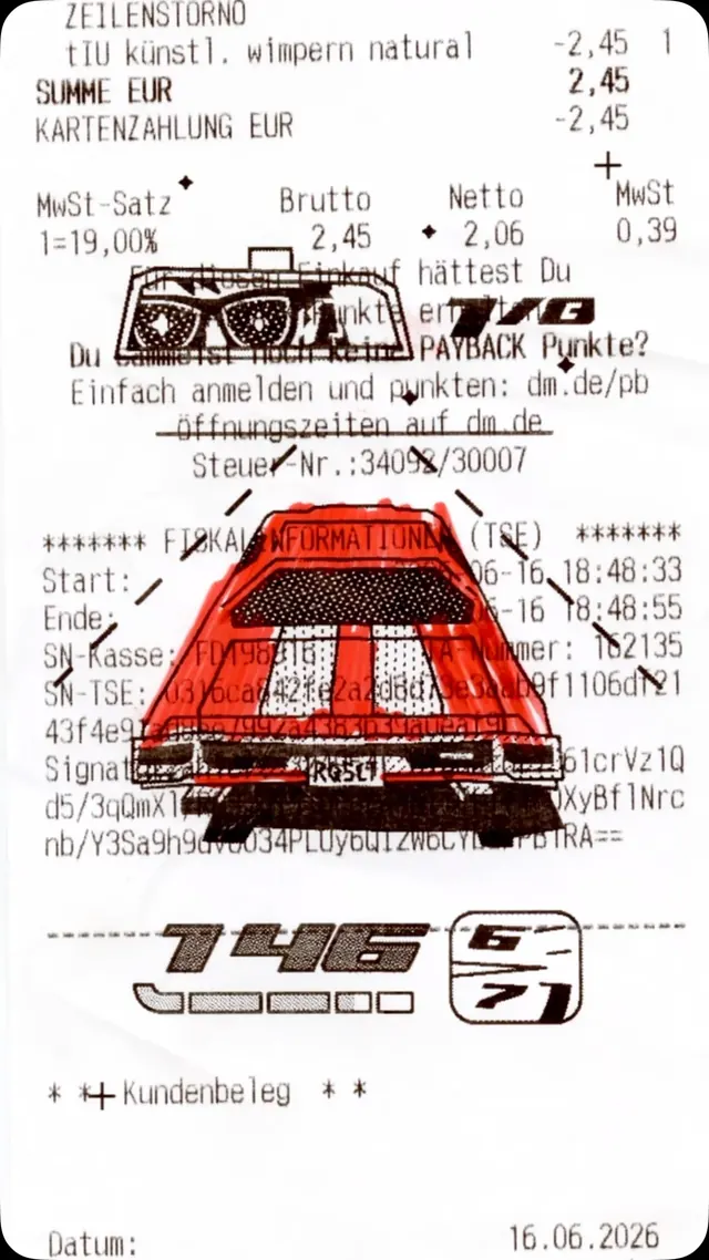 Receipt Car Collage, abstract, retro, dark