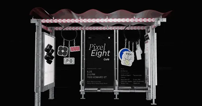 8vc Pixeleight OG card, 3d-render, dark-mode, dark