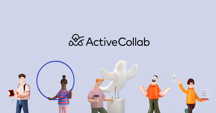 ActiveCollab OG card, 3d-render, minimal, pastel