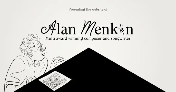 Alan Menken OG card, editorial, illustrated, light