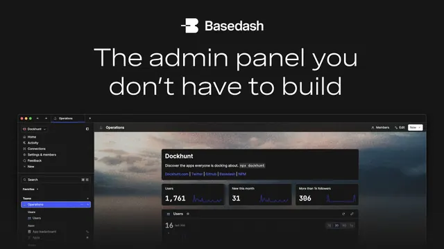Basedash OG card, dark-mode, minimal, dark