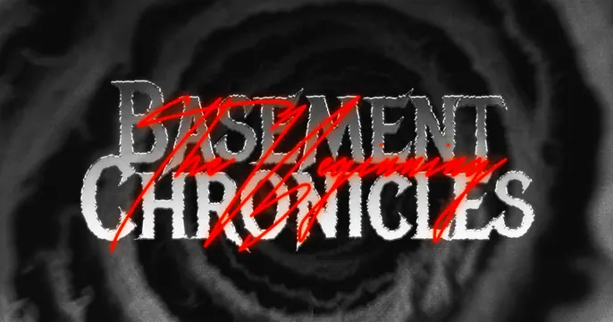 Basement Chronicles OG card, dark-mode, retro, dark
