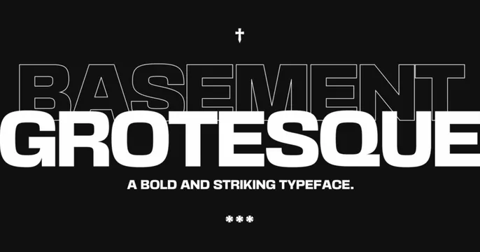 Basement Grotesque OG card, dark-mode, swiss, dark
