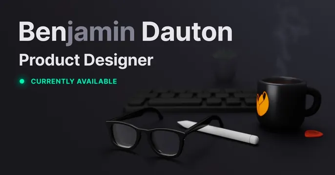 Benjamin Dauton OG card, dark-mode, 3d-render, dark
