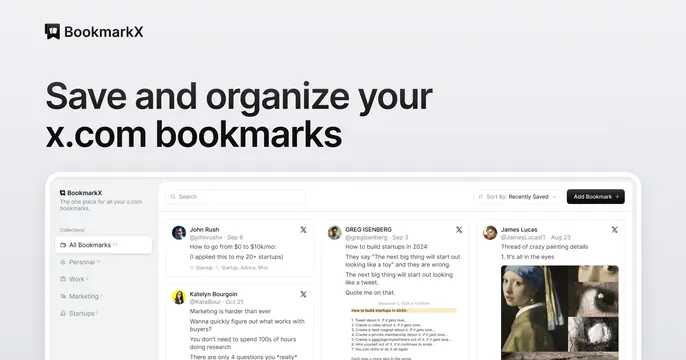 BookmarkX OG card, light-mode, minimal, light