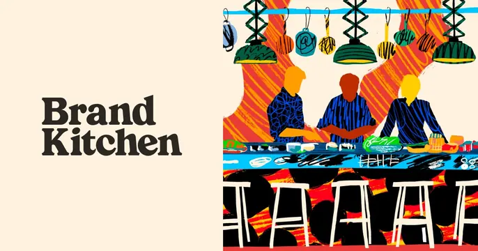Brand Kitchen OG card, illustrated, editorial, vibrant
