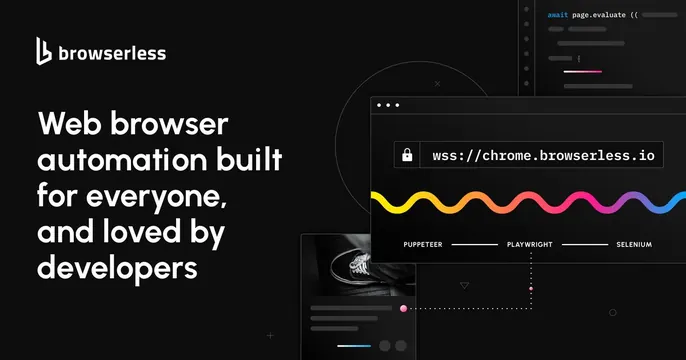 Browserless OG card, dark-mode, technical, dark