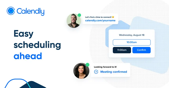 Calendly OG card, minimal, light-mode, light