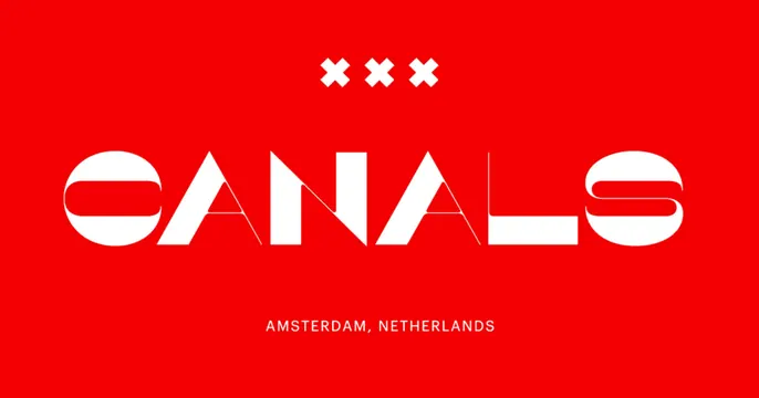 Canals OG card, minimal, brutalist, vibrant