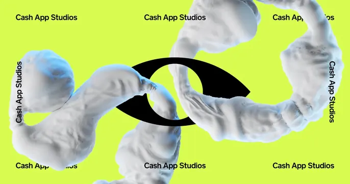 Cash App Studios OG card, 3d-render, maximalist, vibrant