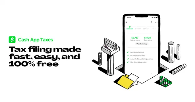 Cash App Taxes OG card, light-mode, minimal, light