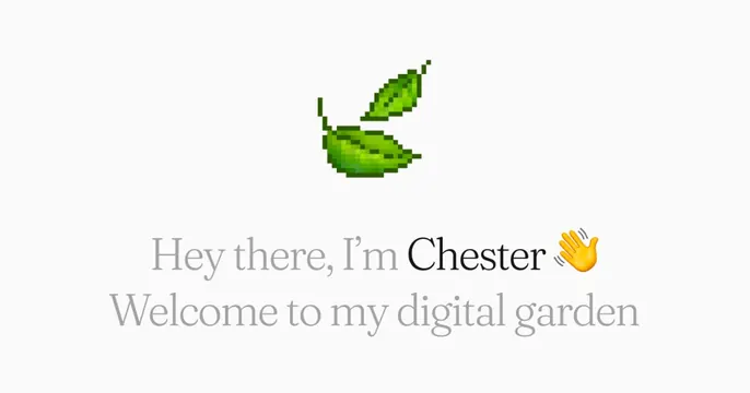 Chesters Garden OG card, minimal, light-mode, light