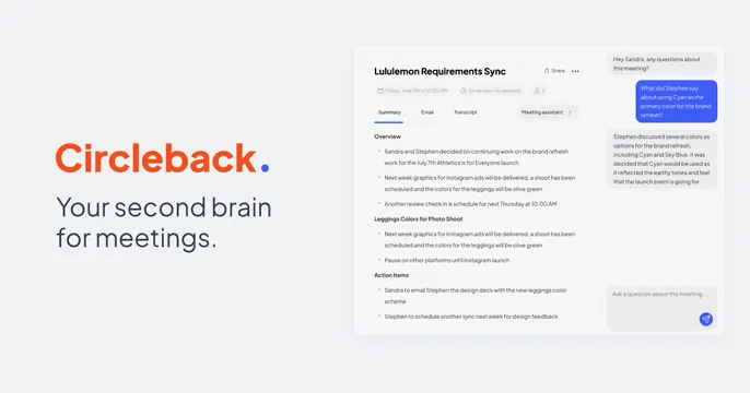 Circleback OG card, minimal, light-mode, light