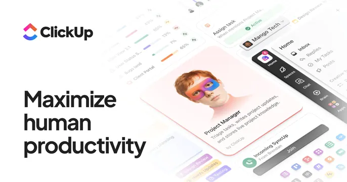 ClickUp OG card, light-mode, playful, light