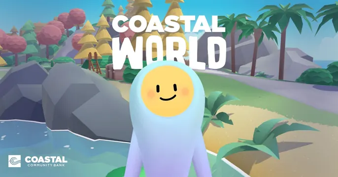 Coastal World OG card, 3d-render, playful, vibrant