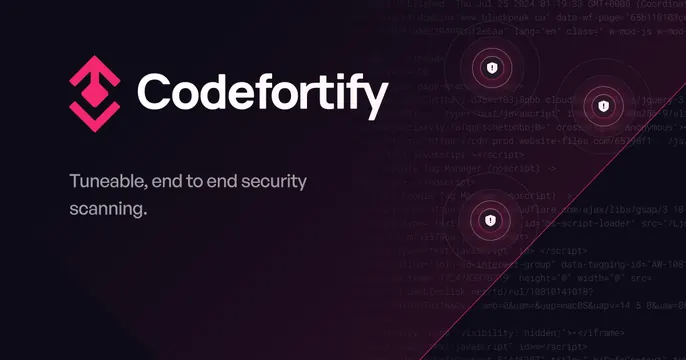 Codefortify OG card, dark-mode, technical, dark