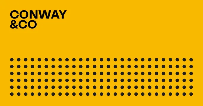 Conway OG card, swiss, minimal, vibrant