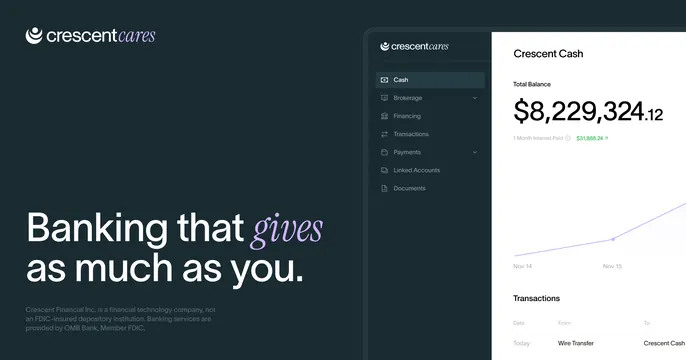Crescent Cares OG card, dark-mode, minimal, dark