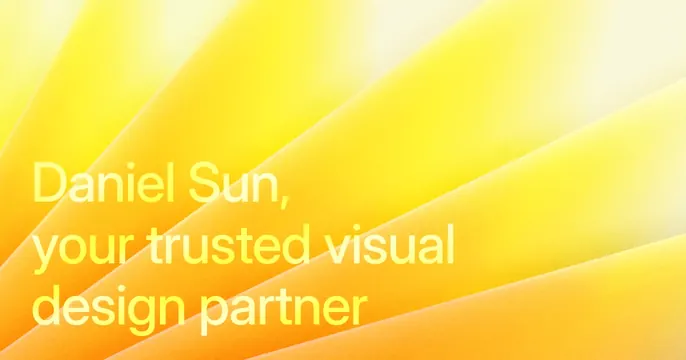 Daniel Sun OG card, minimal, gradient-heavy, warm
