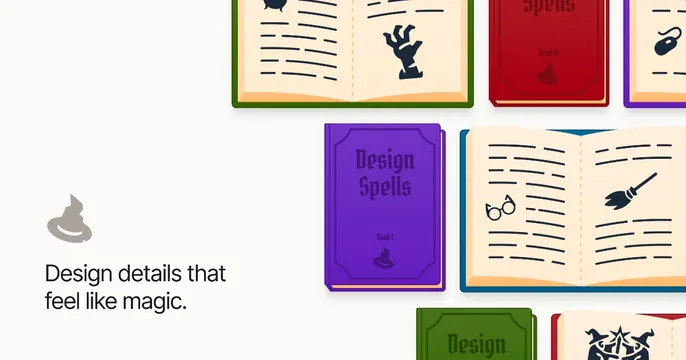 Design Spells OG card, light-mode, illustrated, light