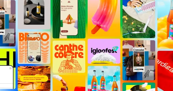 Deux Huit Huit OG card, maximalist, editorial, vibrant