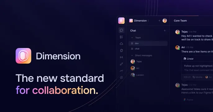 Dimension OG card, dark-mode, gradient-heavy, dark