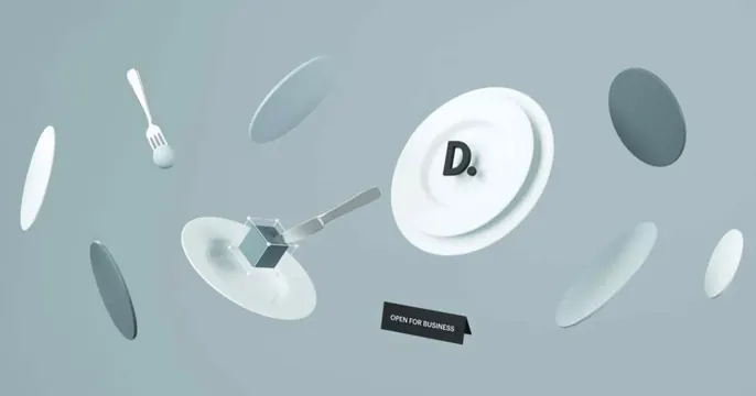 Dine OG card, 3d-render, minimal, muted
