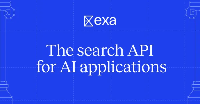 Exa AI OG card, light-mode, technical, vibrant