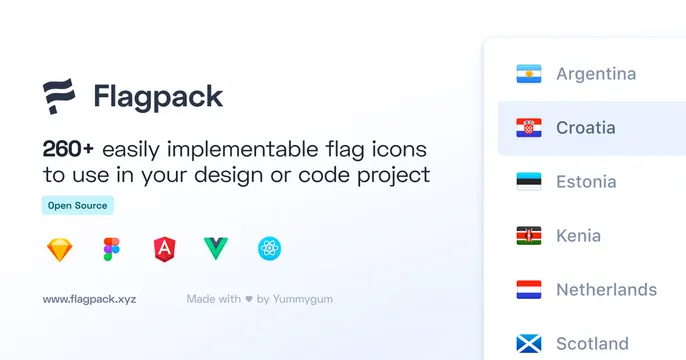 Flagpack OG card, minimal, light-mode, light